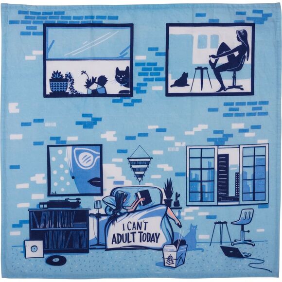 Primitives by Kathy I Cant Adult Blue Kitchen Dish Towel Cotton - Picture 1 of 6